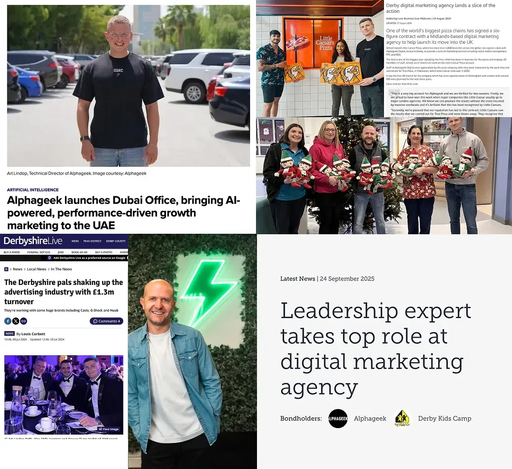 Alpha Geek in the press: their Dubai office launch, the Little Caesars Pizza contract, a Derbyshire Live feature and a new leader joining the agency